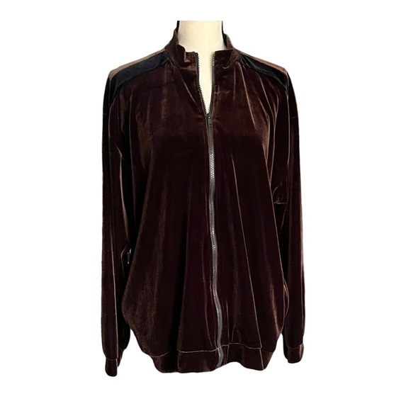 Vintage Liz Claiborne so soft zip up  velour feel jacket. Size XL - Picture 1 of 5